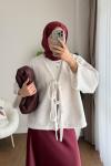 İki bağlamalı Fox Kimono Krem
