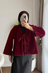 İki bağlamalı Fox Kimono Bordo
