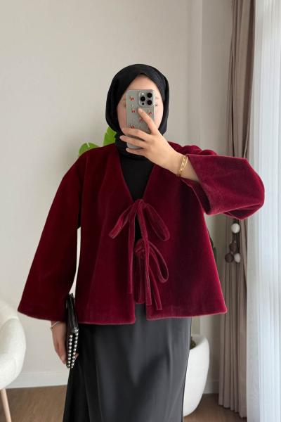 İki bağlamalı Fox Kimono Bordo