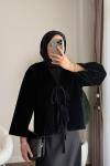 İki bağlamalı Fox Kimono Siyah