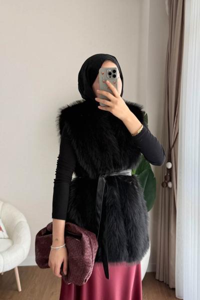 Lolita Peluş Yelek Siyah