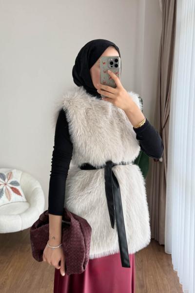 Lolita Peluş Yelek Bej