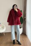 Lolita Kürk Ceket  Bordo