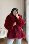 Lolita Kürk Ceket  Bordo