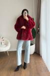 Lolita Kürk Ceket  Bordo