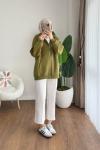 Oversize Fermuarlı Hırka Yeşil