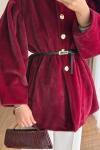 Düğmeli Tay Tüyü Ceket Bordo