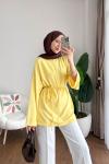 Bisiklet Yaka Yırtmaçlı Tunik Sarı