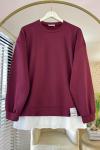Eteği Piliseli Oversize Tunik  Bordo