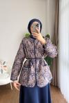 Etnik Desen çıtçıtlı Ceket Lacivert