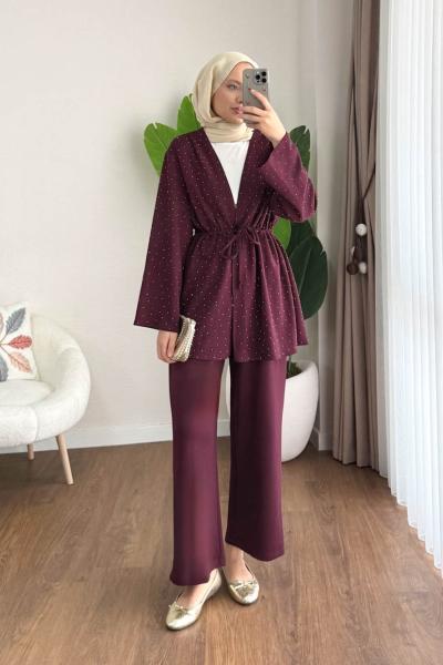 Stone İkili Takım Bordo