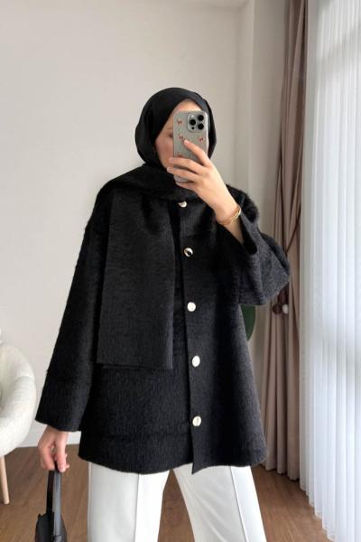 Atkılı Maxmara Ceket Siyah