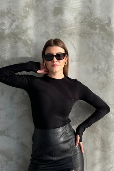 Parmak Geçmeli Body Siyah