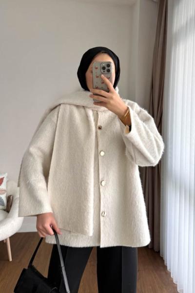 Atkılı Maxmara Ceket Krem