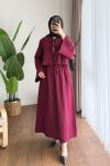 Bağcıklı Keten Takım Bordo