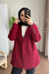 Bağlamalı Double Ceket Bordo