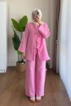 Bağlamalı Müslin Takım Pembe