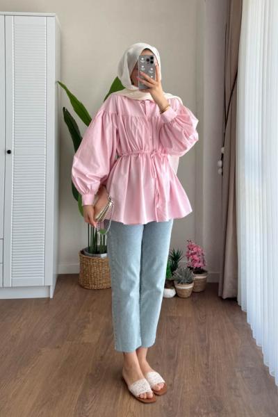 Beli Tünelli Tunik Pembe