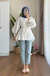 Beli Tünelli Tunik Ekru