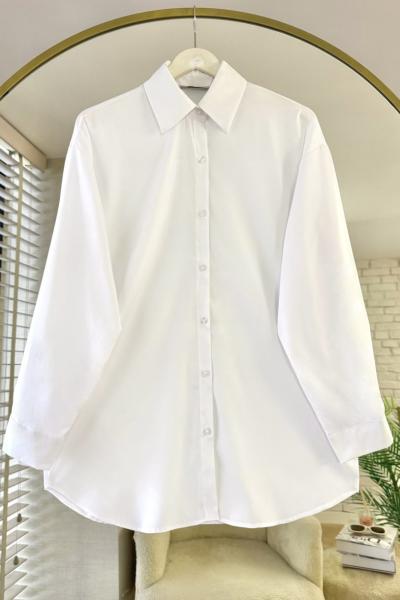 Boyfriend Poplin Gömlek Beyaz