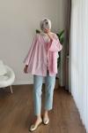 Büzgülü poplin Kimono  Pembe