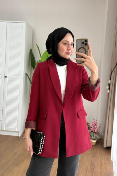 Çift Cepli Double Ceket Bordo