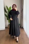 Çift Cepli ÇıtÇıtlı Elbise Siyah