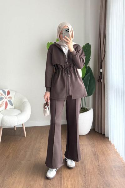 Dolly Pelerin Scuba Takım Kahverengi