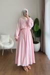 Dora Müslin Elbise  Pembe