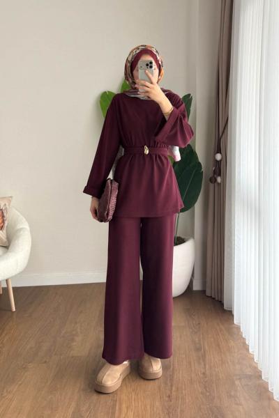 Double Kol Selanik İkili Takım Bordo