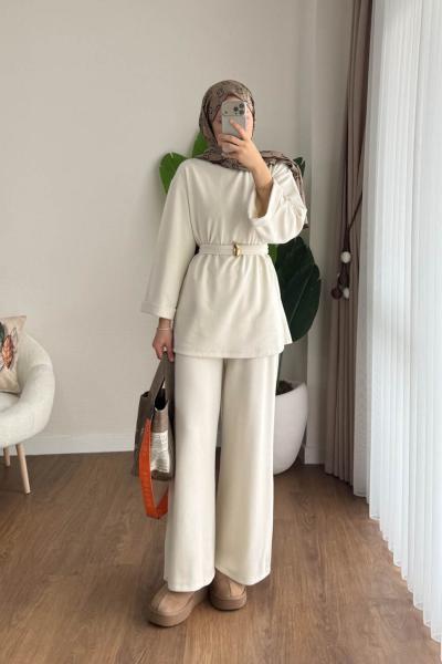 Double Kol Selanik İkili Takım Krem