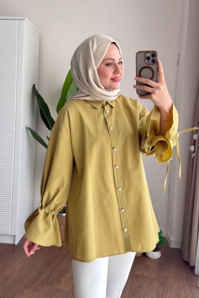 Elisa Gömlek (Arkası Piliseli) Yağ Yeşili