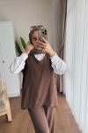 Erva Üçlü Takım  Kahverengi
