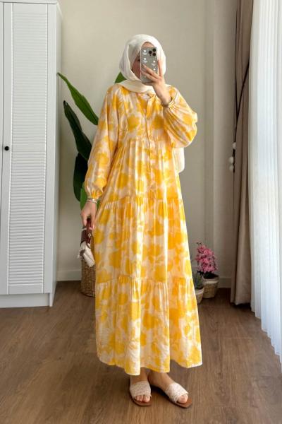 Esta Desenli Elbise Sarı