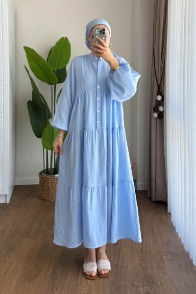 Helin Müslin Elbise  Mavi