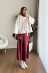 İki bağlamalı Fox Kimono Krem