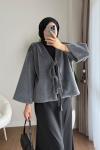 İki bağlamalı Fox Kimono Füme