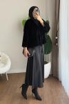 İki bağlamalı Fox Kimono Siyah