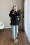 İncili Poplin Tunik  Siyah