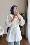 İncili Poplin Tunik  Beyaz