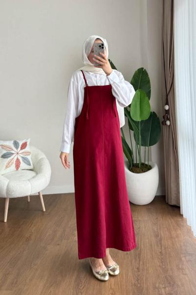 İpli Gabardin Jile Bordo