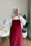 İpli Gabardin Jile Bordo