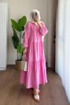 Jakar Desenli Elbise Pembe