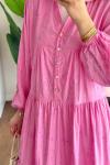 Jakar Desenli Elbise Pembe