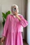 Jakar Desenli Elbise Pembe