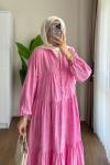 Jakar Desenli Elbise Pembe