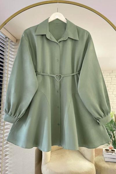 Kalp Kemerli Gömlek Çağla Yeşili