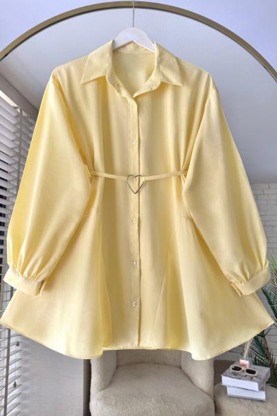 Kalp Kemerli Gömlek Sarı