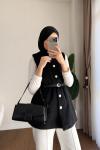 Kemerli Maxmara Yelek Siyah