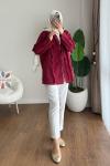 Keten Fırfırlı Tunik Bordo
